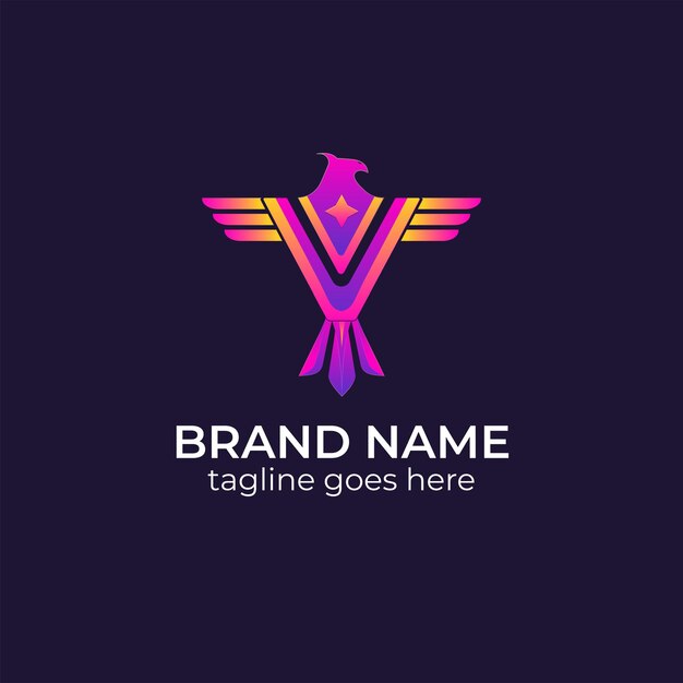 Eagle in v logo design