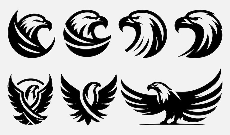 Vector eagle vector art illustration silhouette collection