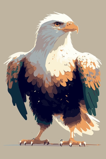 Eagle vector kunst tekening mooie hand getekende amerikaanse adelaar majestueuze vogel met vleugels en veren