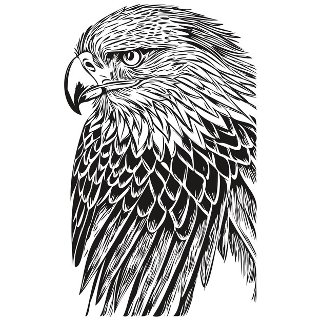 Eagle vintage illustration black and white vector art bird