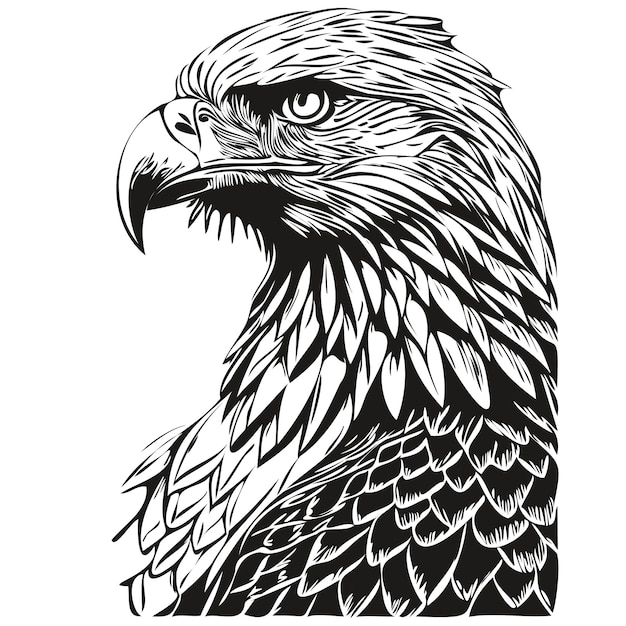 Vettore eagle vintage illustrazione in bianco e nero arte vettoriale uccello