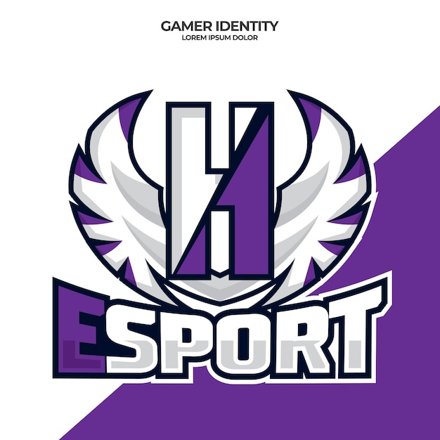 Vector eagle vleugel esport logo letter h ontwerpsjabloon vogel esport logo afbeelding eerste esport logo