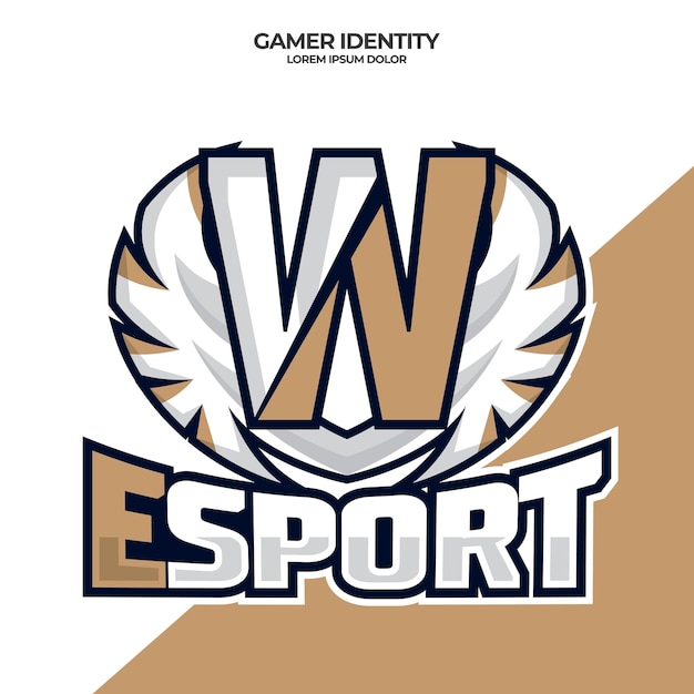 Eagle vleugel esport logo letter W ontwerpsjabloon vogel esport logo afbeelding eerste esport logo