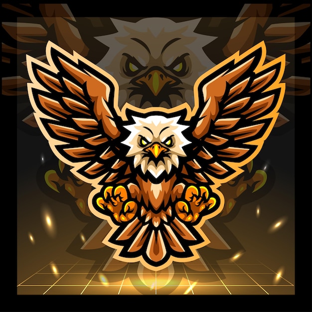 Eagle vogel mascotte esport logo ontwerp