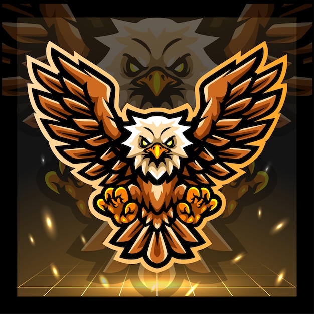 Eagle vogel mascotte esport logo ontwerp