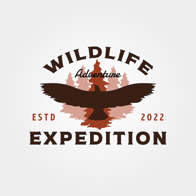 Vector eagle wildlife vintage vector illustration design adventure expedition logo design