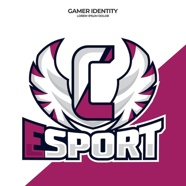 Vector eagle wing esport logo letter c design template bird esport logo illustration initial esport logo