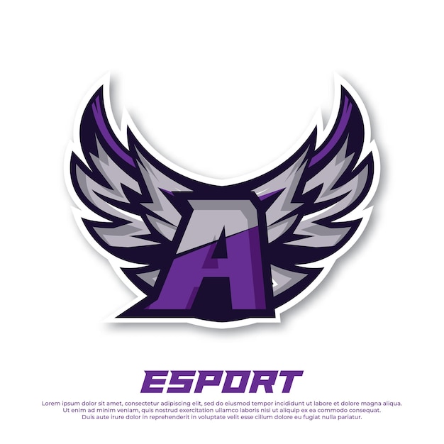 Eagle wing esport logo letter design template bird esport logo illustration initial esport logo