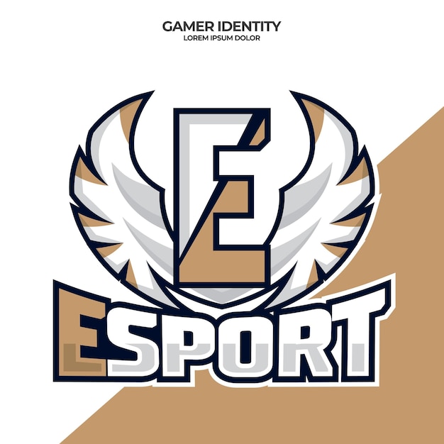 Vector eagle wing esport logo letter e design template bird esport logo illustration initial esport logo