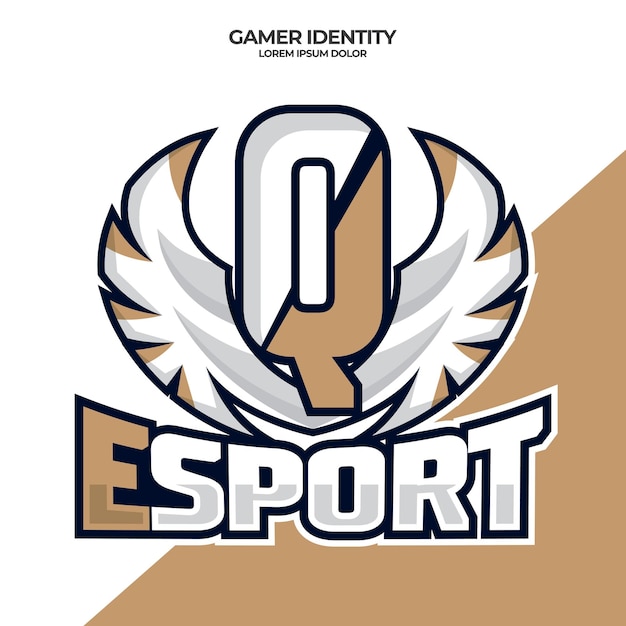 Eagle wing esport logo letter Q design template bird esport logo illustration initial esport logo