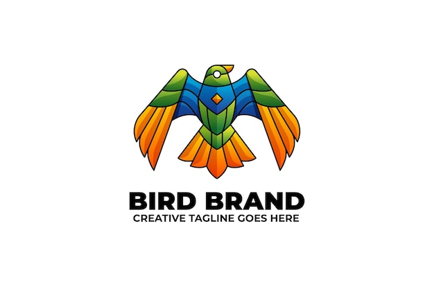 수채화 스타일의 독수리 날개 마스코트 로고