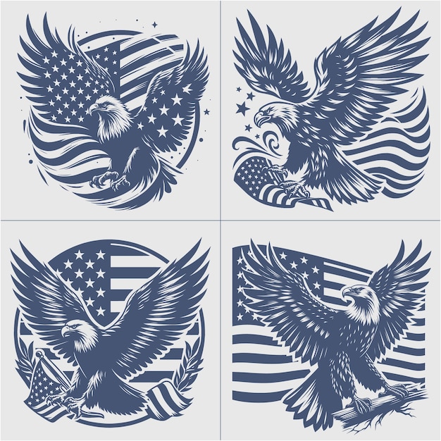 Eagle With American Flag Vector 4th of July vector File