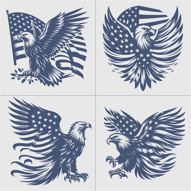 Eagle with american flag vector 4th of july vector file