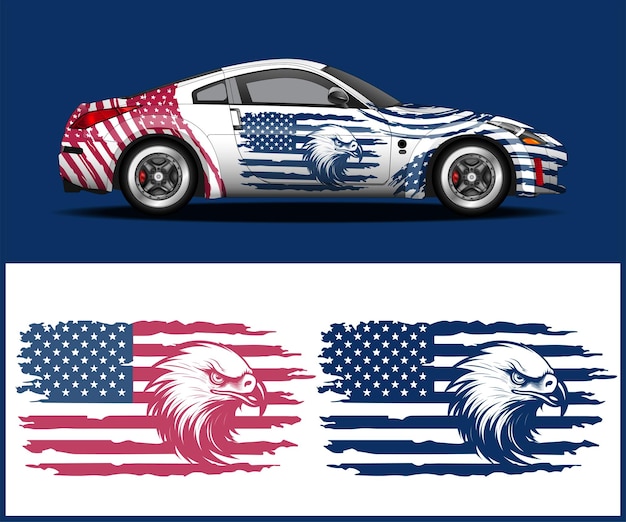 Eagle With American Flag vinyl vehicle wrap sticker design vector car wrap graphics