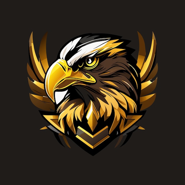 An eagle with a gold eagle head mascot logo