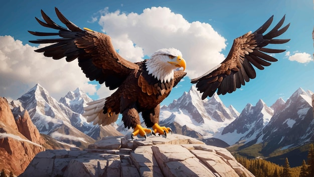 Vector eagle with mountainous illustration