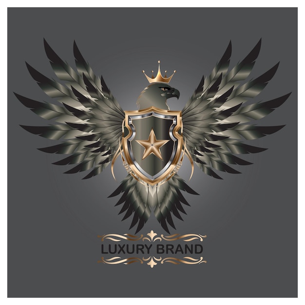 Vector eagle with shield emblem logo vector