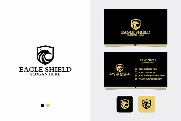 Eagle with shield logo design and business card