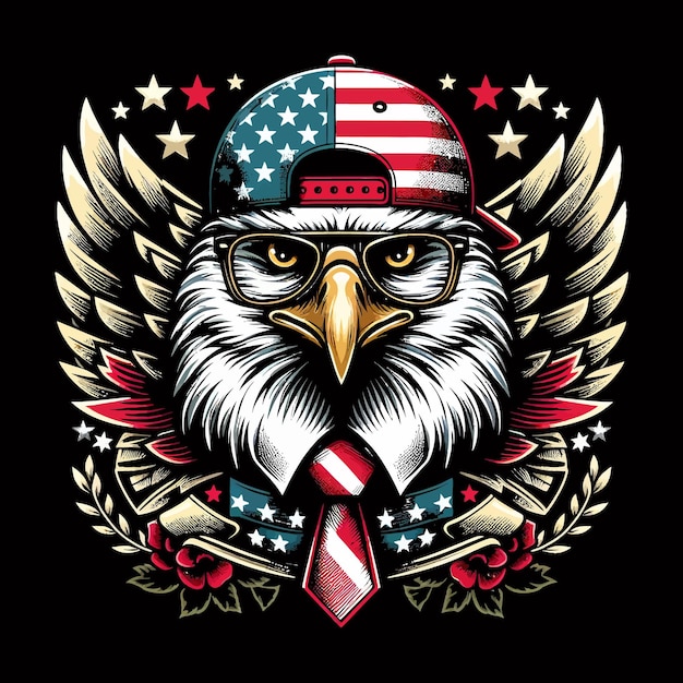 Vector eagle with usa flag vector and t shirt design