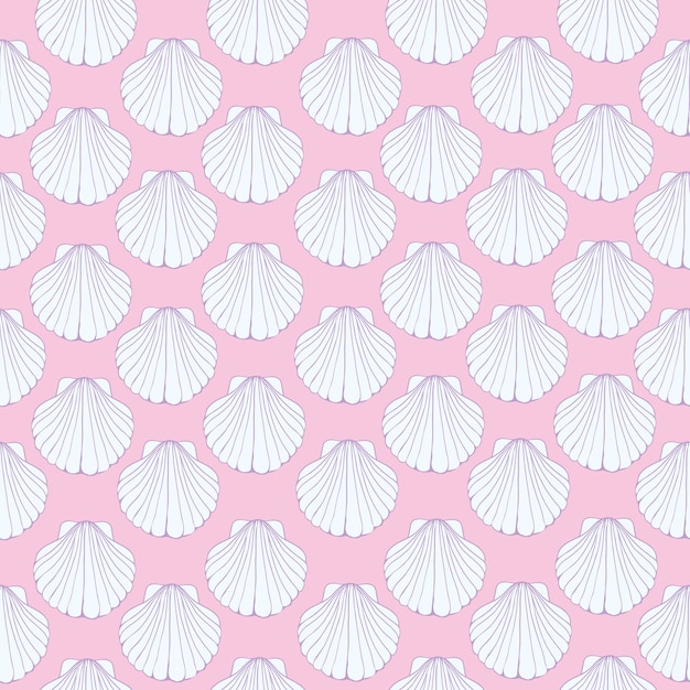 Vector eamless pattern of seashells, marine .