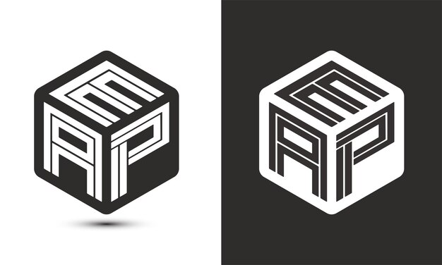 EAP letter logo design with illustrator cube logo vector logo modern alphabet font overlap style