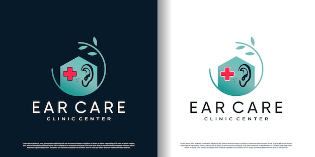 Ear care logo design with creative unique style concept premium vector