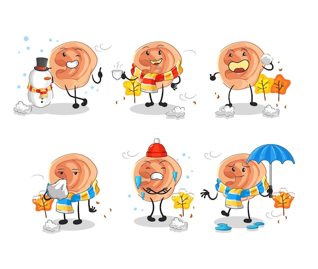 Ear in cold weather character mascot vector