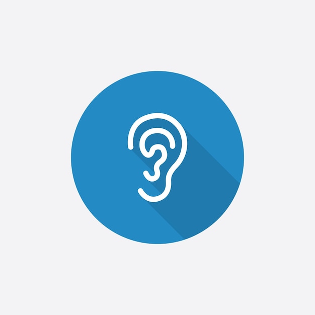 Ear Flat Blue Simple Icon with long shadowxA