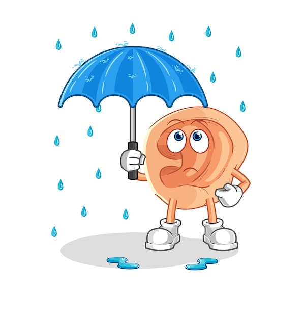 Ear holding an umbrella illustration character vector