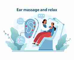 Vector ear massage therapy a tranquil vector illustration showing a relaxing ear massage therapy session