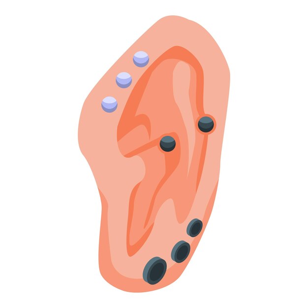 Vettore icona di perforazione dell'orecchio isometrica dell'icona vettoriale di perforazione dell'orecchio per il web design isolato su sfondo bianco