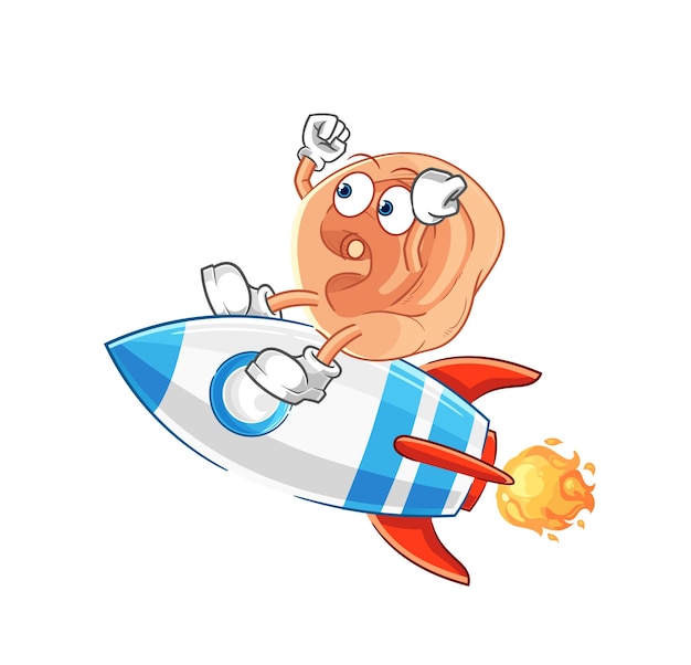 Ear ride a rocket cartoon mascot vector