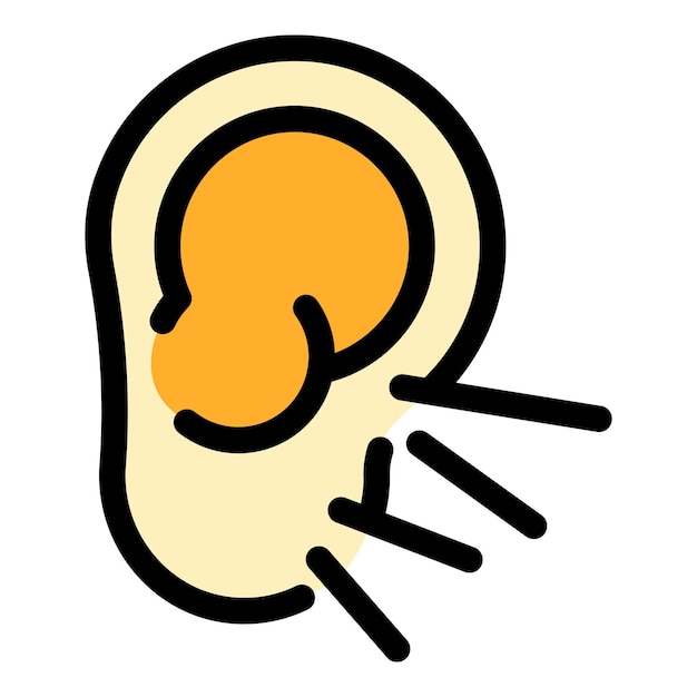 Ear sense icon outline ear sense vector icon color flat isolated