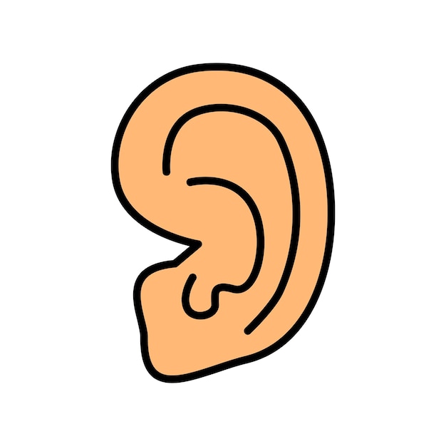 Vector ear set icon human ear hearing anatomy outer ear auditory system sound perception medical illustration