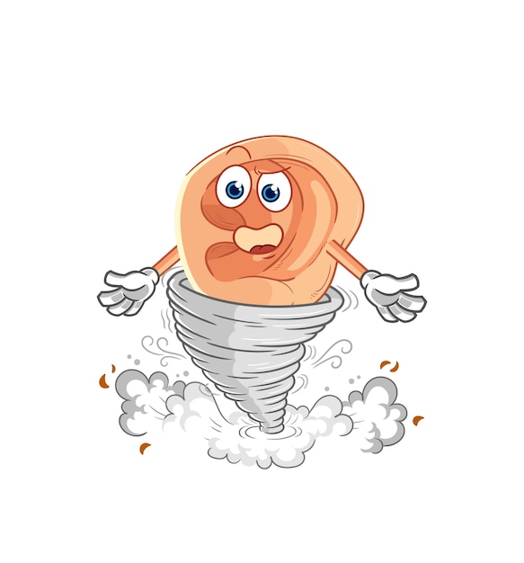 Ear in the tornado cartoon character vector