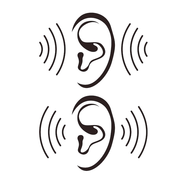 Vector ear vector icon hearing symbol