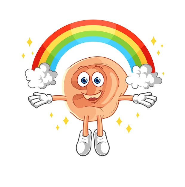 Ear with a rainbow cartoon vector