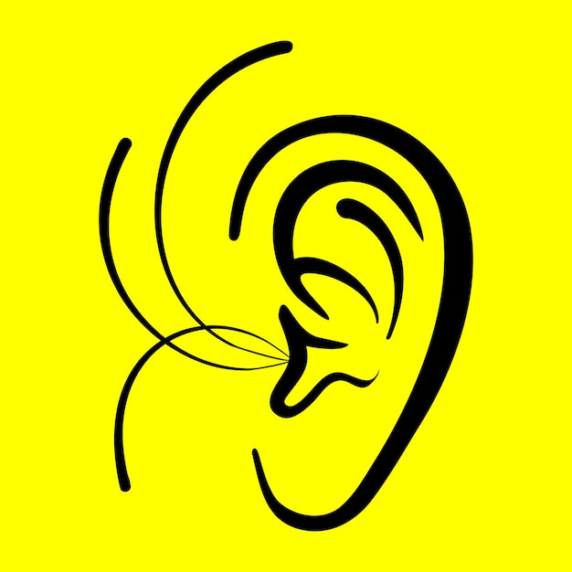 Vector ear on a yellow background