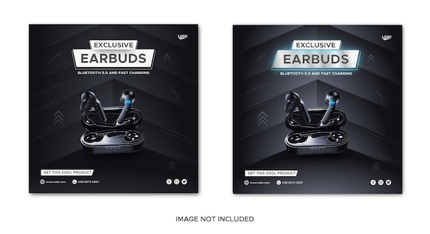 Earbud product sale advertising social media post