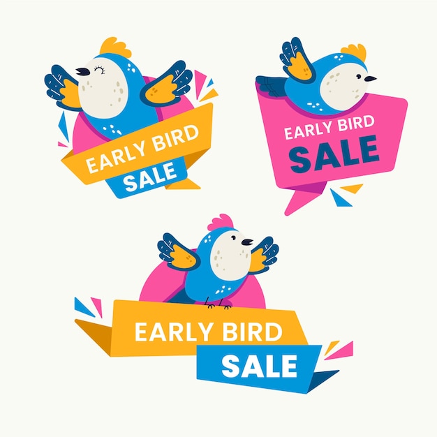 Vector early bird label design collection