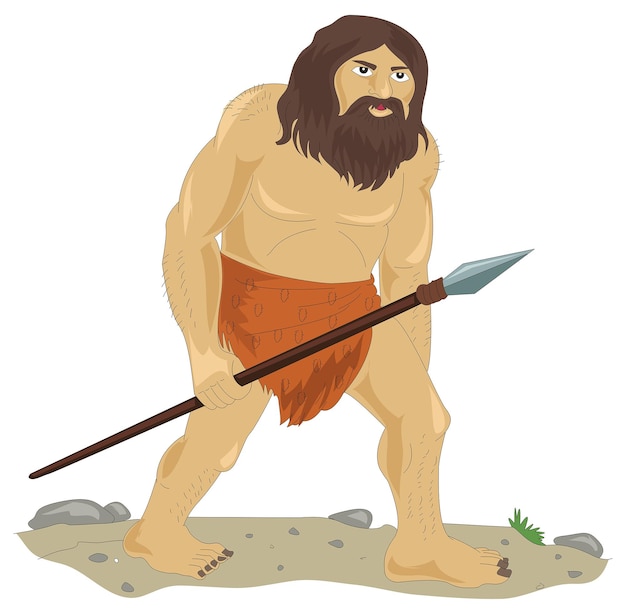 Early man with a spear in hand