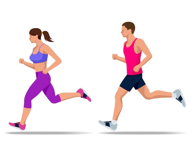 Early morning workout Living healthy lifestyle Man and woman running across Map navigation
