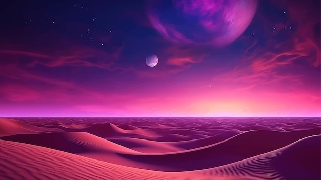 Early sunrise in the desert purple color