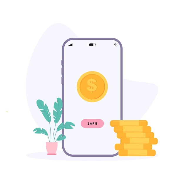 Earn money online concept flat design