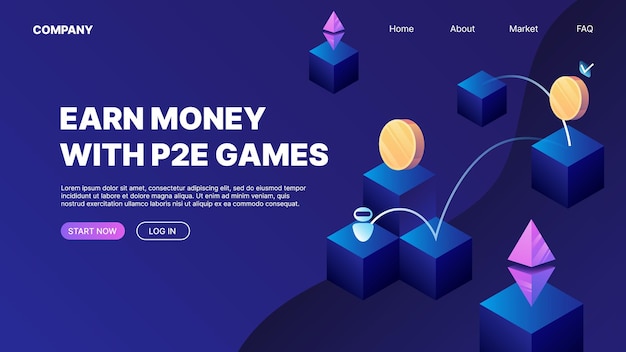 Зарабатывайте деньги с помощью шаблона целевой веб-страницы Play to Earn Games