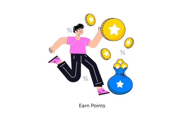 Vector earn points flat style design vector illustration stock illustration
