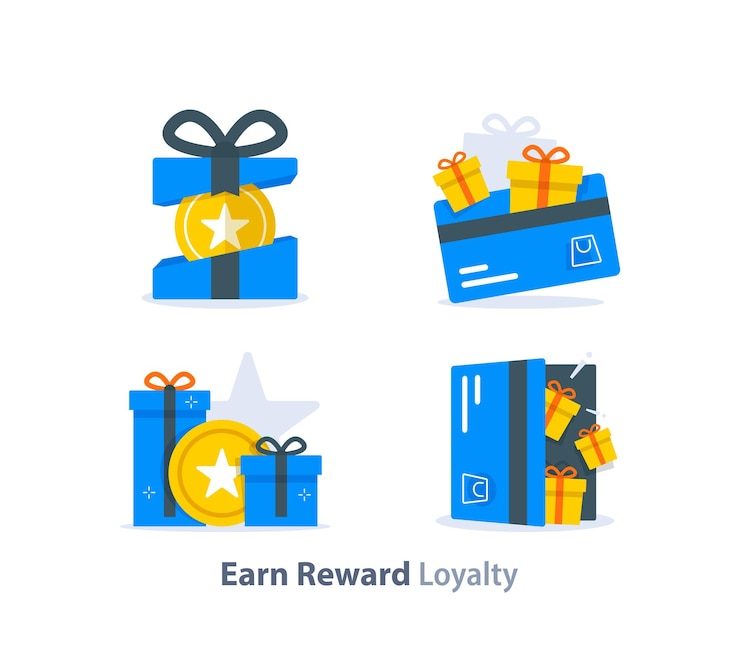Vector earn rewardloyalty programearn pointscollect bonusredeem special prize wonder box