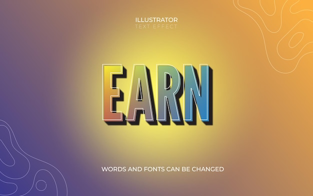 Vector earn text effect