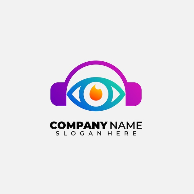 Vector earphone logo eyes design colorful template