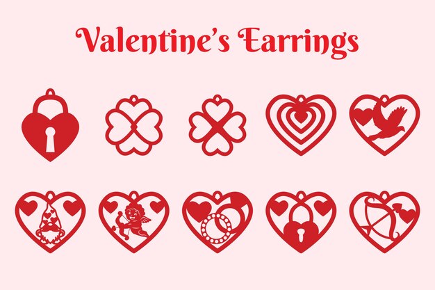 Vector earring valentines day collection